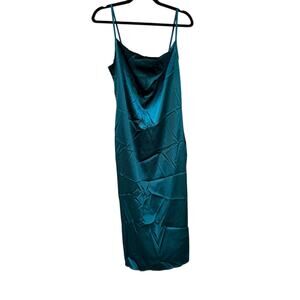 NWT XXXITICAT Elegant Teal Satin Slip Dress, women’s medium
